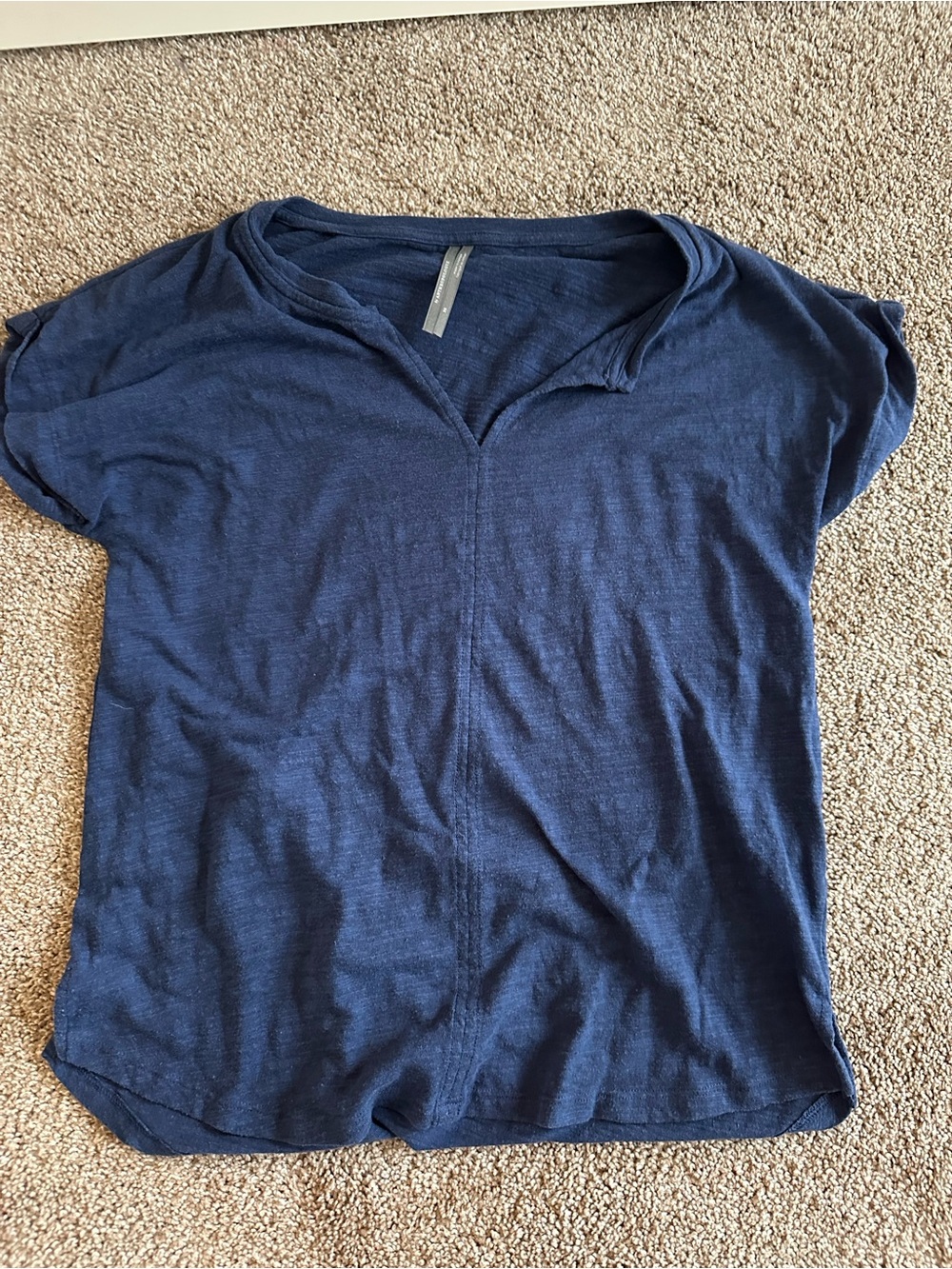 Anthropologie Navy Short Sleeve V-Neck Tee